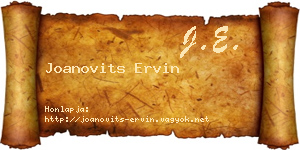 Joanovits Ervin névjegykártya